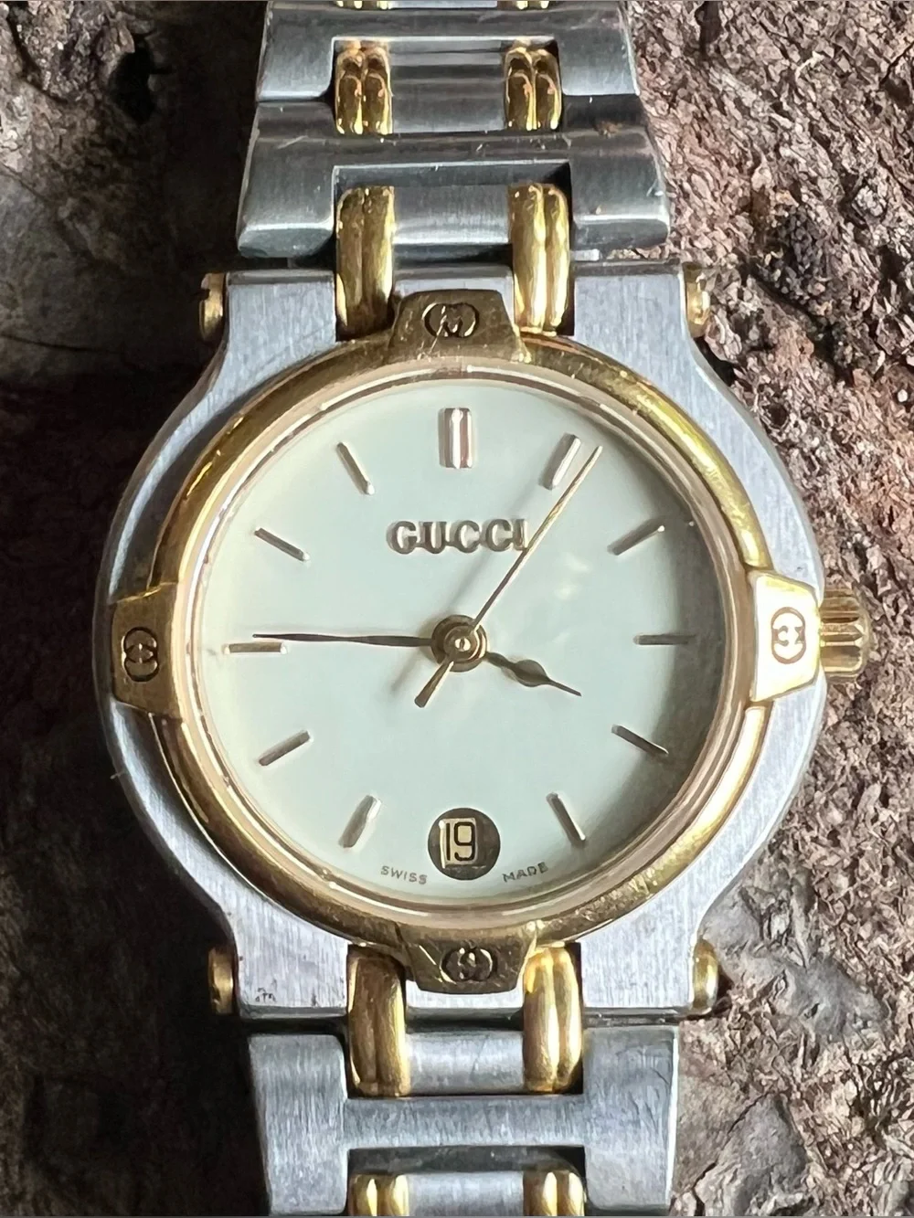 Gucci Two-Tone Gold and Silver Women's Watch with White Dial